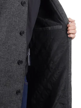 Lynwood Mens Charcoal Grey Shirt Collar Long Wool Coat