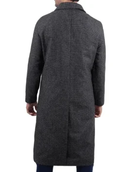 Lynwood Mens Charcoal Grey Shirt Collar Long Wool Coat