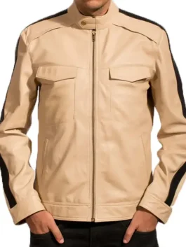 Men’s Beige Café Racer Jacket