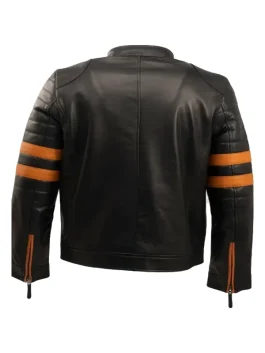 Men’s Brown Stripe Cafe Racer Leather Jacket