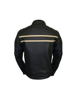 Mens Cafe Racer Retro Black Biker Jacket