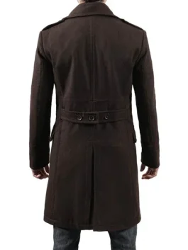 Mens Double Breasted Chocolate Brown Wool Coat