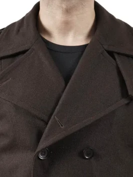 Mens Double Breasted Chocolate Brown Wool Coat