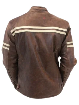 Men’s Double Stripe Leather Biker Jacket