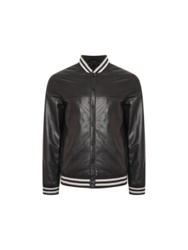 Mens Genuine Leather varsity Bomber Jacket