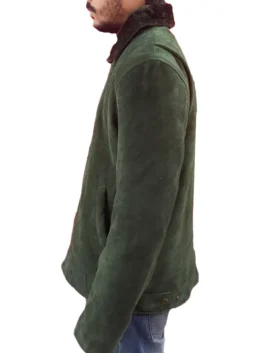 Side profile of the Mens Heat Straps Deck Jacket in brown from America Jackets.
