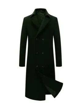 Mens Long Wool Trench Coat – Green