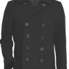 Men's Modern Fit Black Double Breasted Peacoat - Winter Coat
