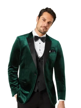 Mens Slim Fit Satin Peak Lapel Tuxedo Jacket Front look