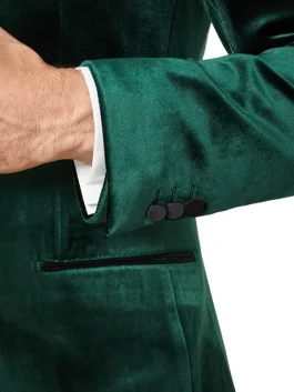 Mens Slim Fit Satin Peak Lapel Tuxedo Jacket Front look Sleeve