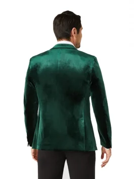 Mens Slim Fit Satin Peak Lapel Tuxedo Jacket Back look