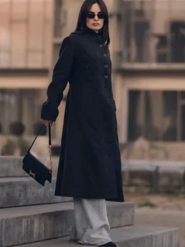 Michelle Charcoal Grey Long Wool Coat Women