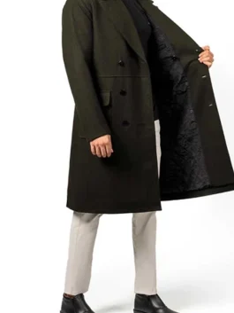 Modern Fit Double Breasted Military Green Trench Coat