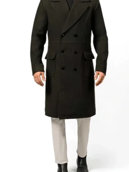 Modern Fit Double Breasted Military Green Trench Coat