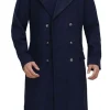 Navy Blue Men's Wool Overcoat - Military Long Coat