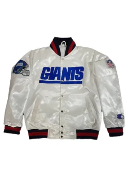 New York Giants white bomber jacket with 