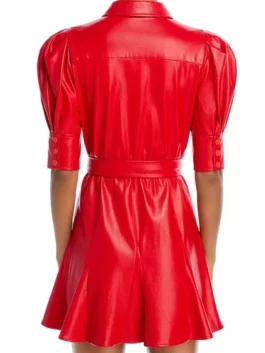 No Good Deed 2024 Linda Cardellini Red Leather Dress