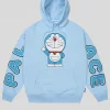 Palace x Doraemon Hoodie – Where Streetwear Meets Anime Icon Blue color Front look