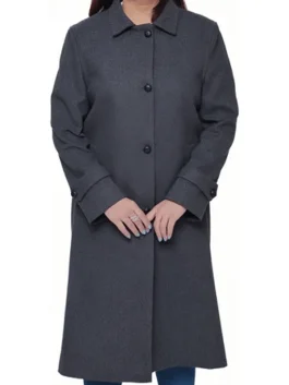 Patrice Womens Regular Fit Charcoal Grey Wool Coat