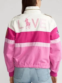 Pink Polo Racer Jacket Back Look