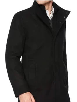 Rafferty Black Modern Fit Wool Coat for Men