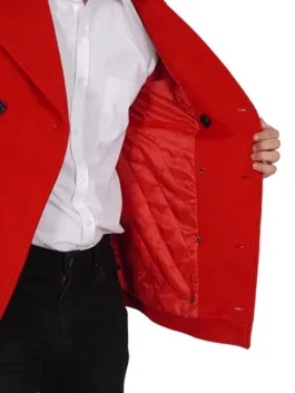 Red Double Breasted Mens - Vibrant red wool peacoat