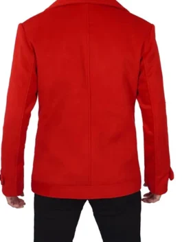 Red Double Breasted Mens - Vibrant red wool peacoat