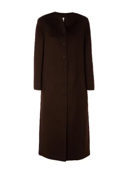 Rosario Dark Brown Womens Long Wool Coat - Overcoat for Women