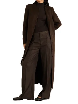 Rosario Dark Brown Womens Long Wool Coat - Overcoat for Women