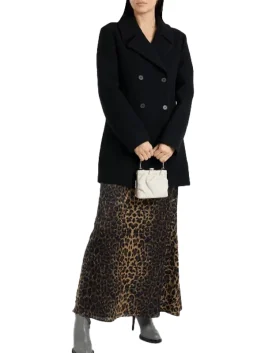 Shalon Double Breasted Womens Black Wool Coat