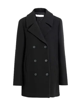 Shalon Double Breasted Womens Black Wool Coat
