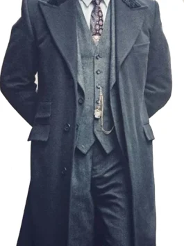 Shelby Gangster Long Wool Mens Black Overcoat