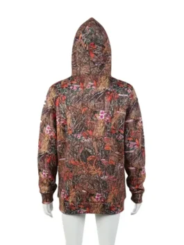 The back of the Sp5der Real Tree OG Web Hoodie Camo showing the detailed all-over woodland print and high-quality streetwear hoodie construction.