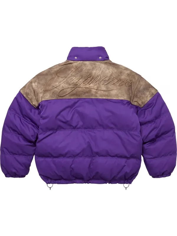 Supreme Leather Yoke Puffer Jacket | America Jackets