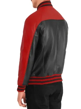 Terrance Black & Red Leather Varsity Jacket