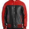 Terrance Black & Red Leather Varsity Jacket