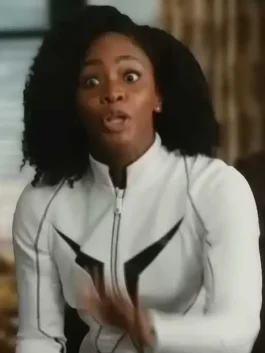 The Marvels 2023 Teyonah Parris White Leather Jacket