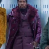They Cloned Tyrone 2023 Jamie Foxx Purple Leather Coat