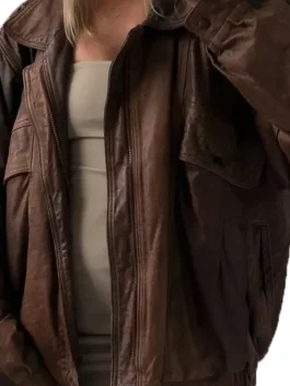 Women’s Oversize Vintage Brown Bomber Handmade Real Leather Jacket, Women’s Brown Oversized Leather Jacket