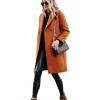 Womens Copper Brown Regular Fit Wool Coat