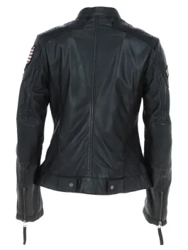 Women’s Fashion Leather Biker Style Jacket Black Lexica