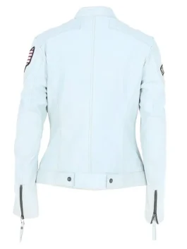 Women’s Fashion Leather Biker Style Jacket White Lexica