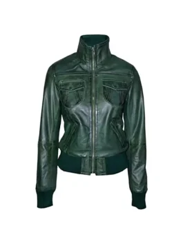 Women’s Green Bomber Leather Jacket