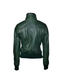 Women’s Green Bomber Leather Jacket