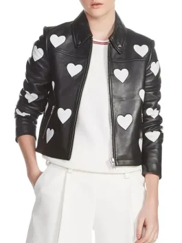 Women’s Maje Heart Motorcycle Leather Jacket