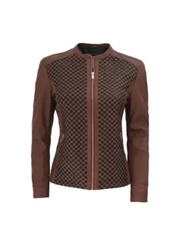 Women’s Maude Textured Brown Leather Jacket
