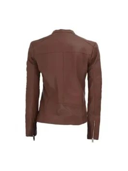 Women’s Maude Textured Brown Leather Jacket