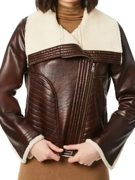 Women’s Moto Vegan Shearling Leather Jacket