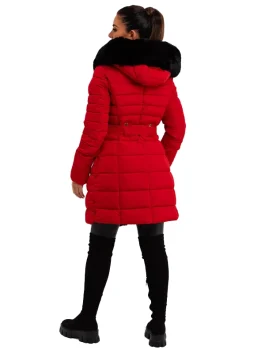 Women’s Red Coat with Fur Hood