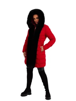Women’s Red Coat with Fur Hood